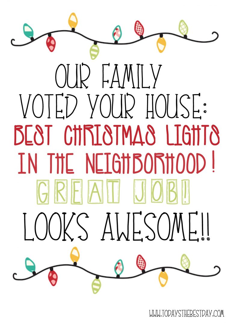 Best Christmas Lights Award - A Christmas Tradition & Free Printable ...